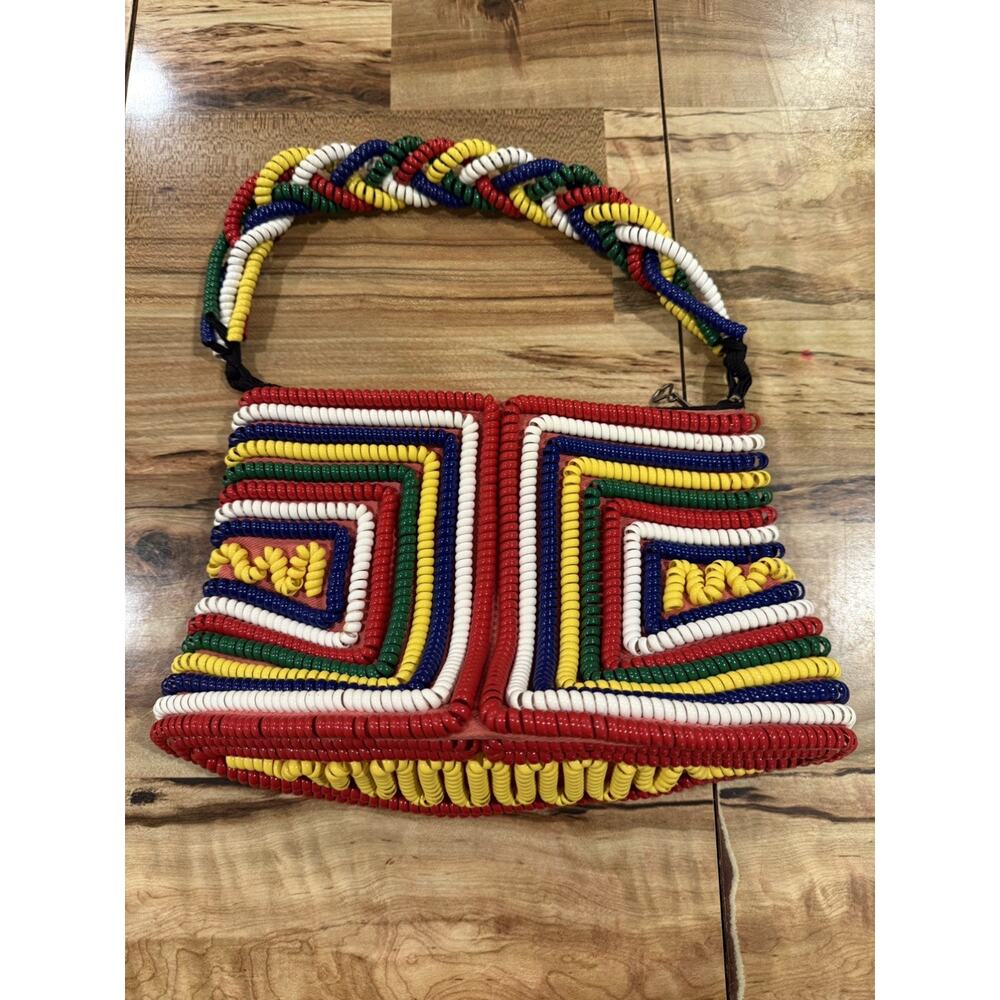 Vintage 1940s Telephone Phone Cord Rainbow Purse … - image 4